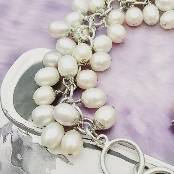 FLASH SALE! Silpada Pink Silver Champagne Pearl Cha Cha Sterling Silver Bracelet - Picture 9 of 15